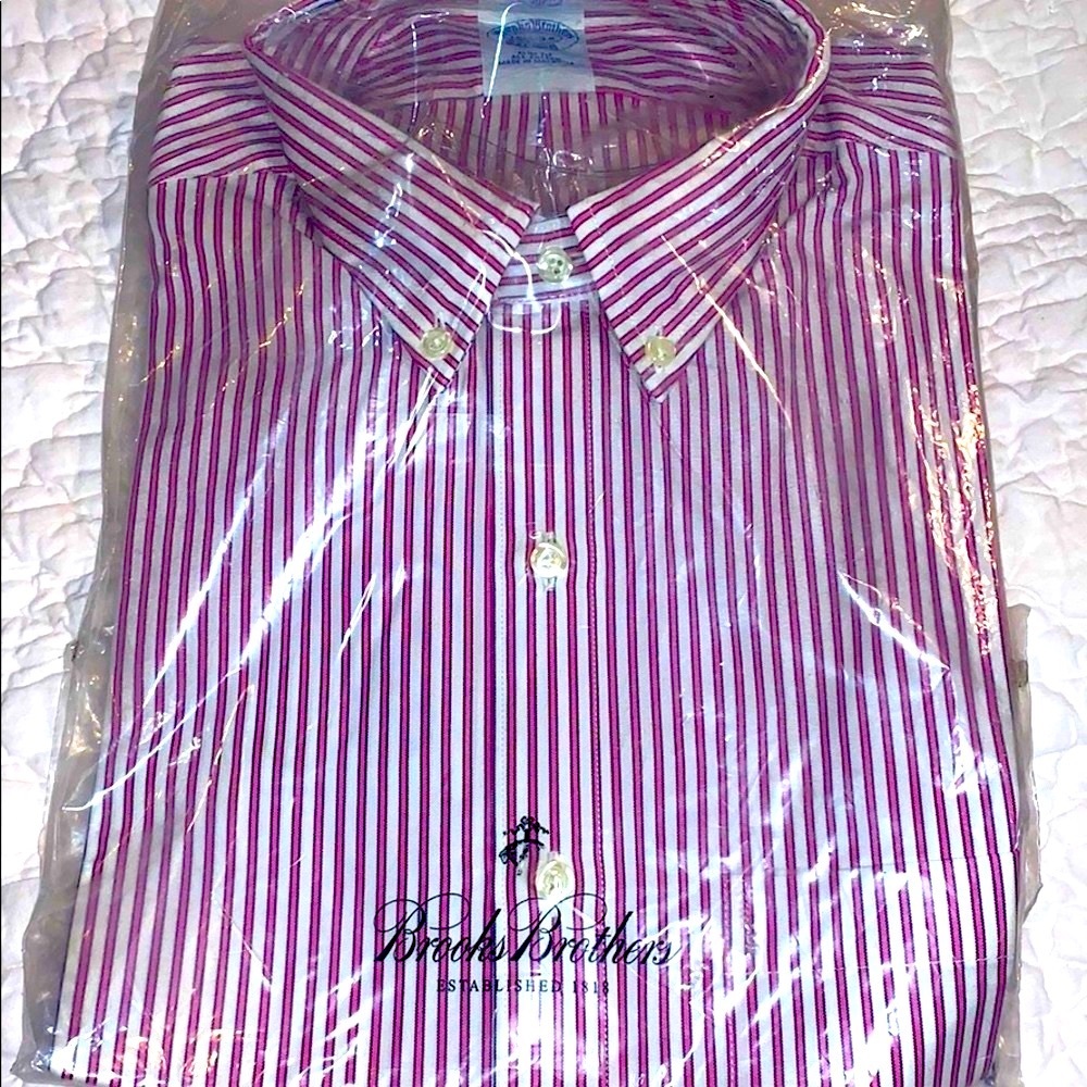 NEW Brooks Brothers Slim Fit striped men’s button down stripe dress shirt 15H34